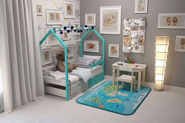 Детская кровать-домик Svogen мятный-белый в Сыктывкаре - изображение 6