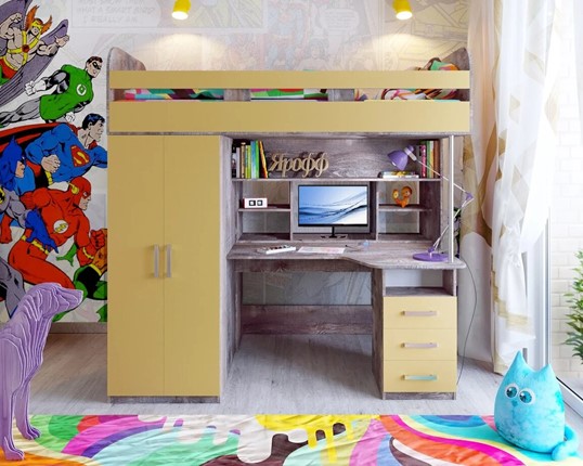 Кровать-чердак детская Аракс, каркас Бетон, фасад Зира в Сыктывкаре - изображение