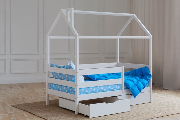 Детская кровать Домик с ящиками, цвет белый в Сыктывкаре купить с доставкой- цена 22823 р