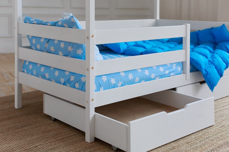 Детская кровать Домик с ящиками, цвет белый в Сыктывкаре купить с доставкой- цена 22823 р