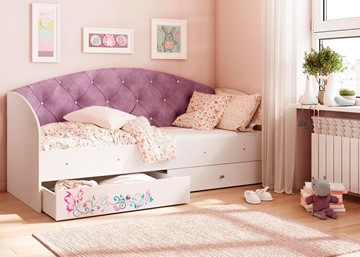 Детская кровать односпальная Эльза без бортика, Фиолетовый (латы) в Сыктывкаре
