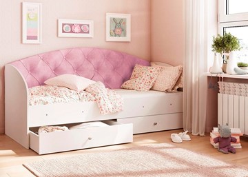 Кровать детская односпальная Эльза без бортика, Розовый (латы) в Сыктывкаре