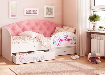 Односпальная детская кровать Эльза с бортиком, Розовый (латы) в Сыктывкаре