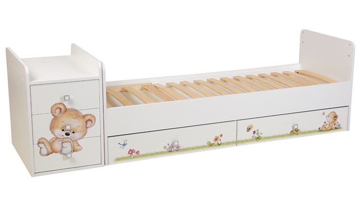 Детская кровать Фея 1100 Медвежонок Белый в Сыктывкаре - изображение 2