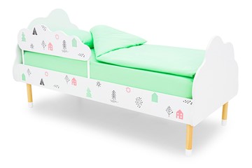Детская кровать Stumpa Облако "Домики розовый, бирюзовый" в Сыктывкаре