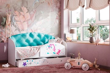 Односпальная детская кровать Звездочка с бортиком, Бирюза в Сыктывкаре
