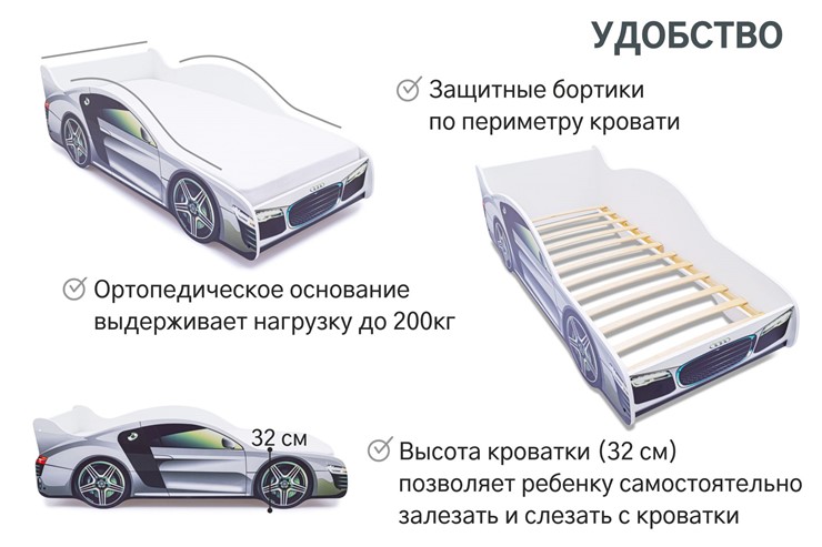 Детская кровать-машина Audi в Сыктывкаре - изображение 5
