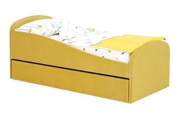Мягкая кровать с ящиком Letmo горчичный (велюр) в Сыктывкаре