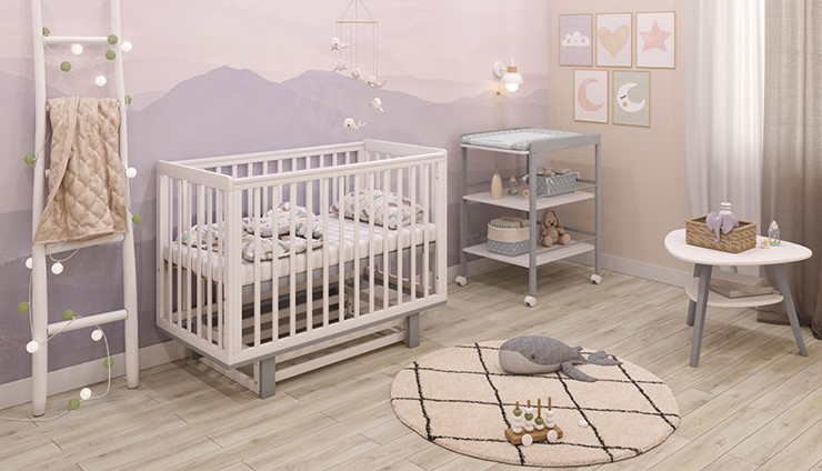Кровать для новорожденных серия 3400 POLINI Kids Simple 340 Белый / Серый в Сыктывкаре - изображение 10