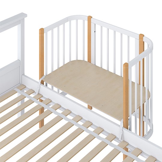 Кроватка детская приставная POLINI Kids Simple 105 Белый / Бук в Сыктывкаре - изображение 3