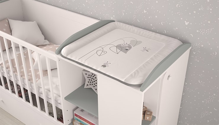 Детская кровать-трансформер с комодом POLINI Kids Ameli 800 Белый / Серый, серия AMELI в Сыктывкаре - изображение 3