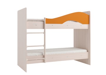 Детская двухэтажная кровать Мая на щитах, корпус Млечный дуб, фасад Оранжевый в Сыктывкаре