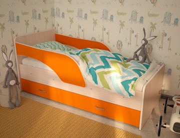 Детская кровать Максимка, корпус Млечный дуб, фасад Оранжевый в Сыктывкаре - предосмотр