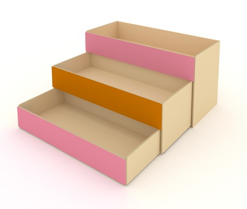 Кровать детская 3-х уровневая КД-3, Беж + Розовый + Оранжевый в Сыктывкаре - изображение