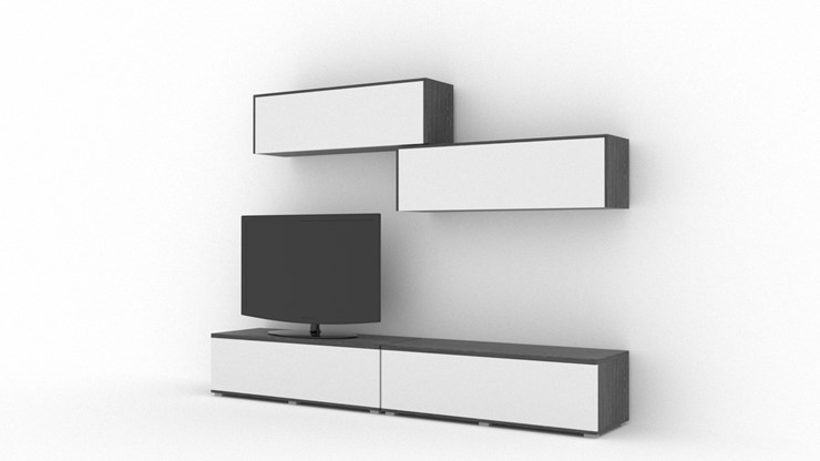 Гостиный гарнитур Куб (Cube), цвет Белый софт, Черный ясень в Сыктывкаре - изображение 1