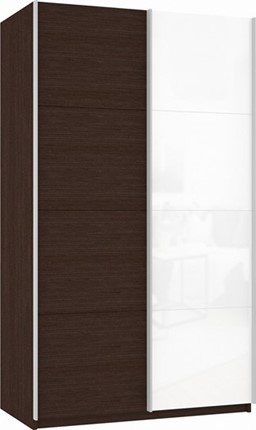 Шкаф 2-дверный Прайм (ДСП/Белое стекло) 1400x570x2300, венге в Сыктывкаре - изображение