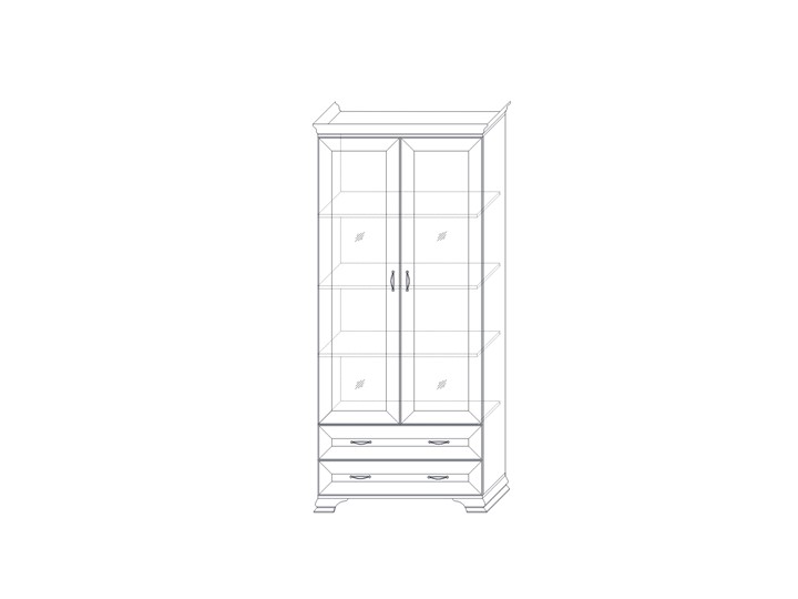 Шкаф (2 стеклодвери) Сиена, Бодега белый / патина золото в Сыктывкаре - изображение 1