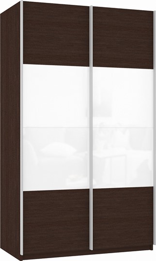 Шкаф 2-дверный Прайм (ДСП/Белое стекло) 1400x570x2300, венге в Сыктывкаре - изображение 2