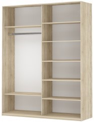Шкаф 2-х дверный Прайм (ДСП/Зеркало) 1600x570x2300, Крафт табачный в Сыктывкаре - изображение 1