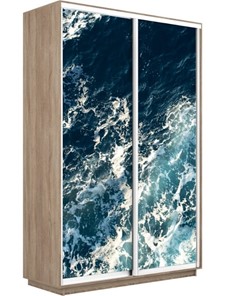 Шкаф 2-х створчатый Экспресс 1400x600x2400, Морские волны/дуб сонома в Сыктывкаре