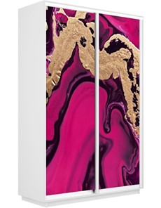 Шкаф 2-дверный Экспресс 1600x600x2200, Абстракция розовая/белый снег в Сыктывкаре