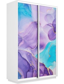 Шкаф 2-х створчатый Экспресс 1600x600x2400, Абстракция фиолетовая/белый снег в Сыктывкаре