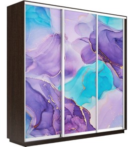 Шкаф 3-х створчатый Экспресс 2400х450х2200, Абстракция фиолетовая/венге в Сыктывкаре