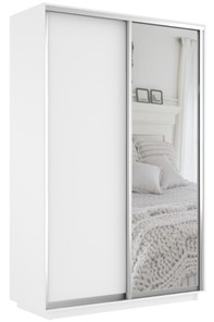 Шкаф 2-дверный Экспресс (ДСП/Зеркало) 1200х450х2400, белый снег в Сыктывкаре