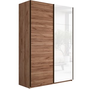 Шкаф 2-х дверный Прайм (ДСП/Белое стекло) 1200x570x2300, Крафт табачный в Сыктывкаре