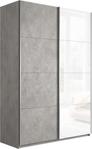 Шкаф Прайм (ДСП/Белое стекло) 1400x570x2300, бетон в Сыктывкаре