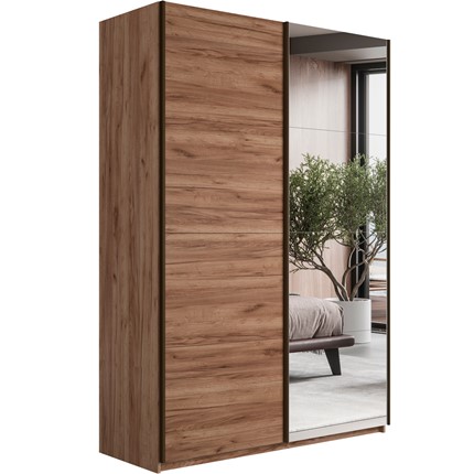 Шкаф 2-х дверный Прайм (ДСП/Зеркало) 1600x570x2300, Крафт табачный в Сыктывкаре - изображение