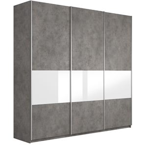 Шкаф 3-створчатый Широкий Прайм (ДСП / Белое стекло) 2400x570x2300, Бетон в Сыктывкаре - предосмотр