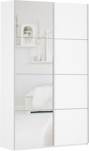 Шкаф 2-дверный Прайм (ДСП/Зеркало) 1200x570x2300, белый снег в Сыктывкаре
