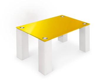 Журнальный стол Колизей-8, белый/желтое стекло в Сыктывкаре