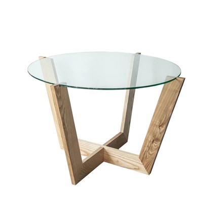 Круглый стол Оникс-10, Натуральный массив/Прозрачное стекло в Сыктывкаре - изображение