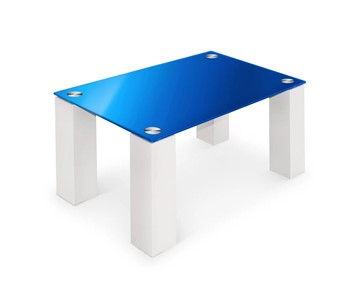 Стеклянный журнальный столик Колизей-8, белый/синее стекло в Сыктывкаре