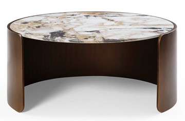 Журнальный круглый стол CT3095CL (D90) белая керамика /бронзовый в Сыктывкаре