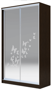 Шкаф 2-х дверный 2200х1362х620 два зеркала, "Бабочки" ХИТ 22-14-66-05 Венге Аруба в Сыктывкаре