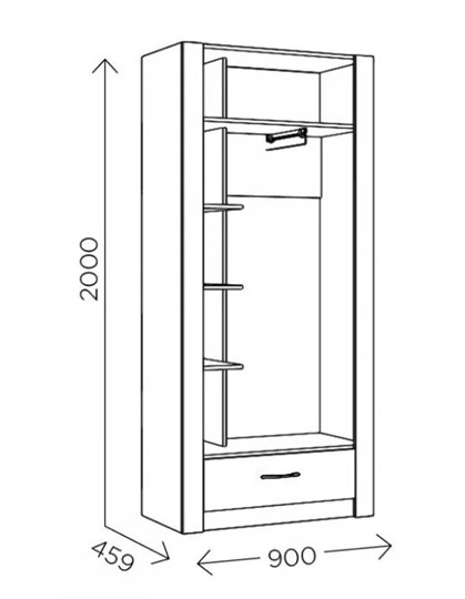Шкаф гардеробный Ева 5 М1 дуб ирландский/белый матовый в Сыктывкаре - изображение 2