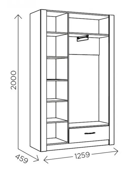 Шкаф гардеробный Ева 5 М2 дуб ирландский/белый матовый в Сыктывкаре - изображение 2