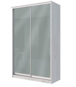 Шкаф 2-х створчатый Хит-22-12-22 с цветным стеклом, средне-серый 074, Дуб крафт белый в Сыктывкаре