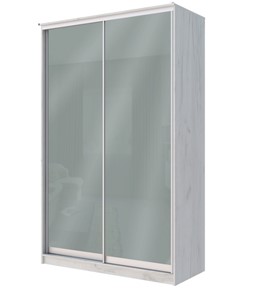 Шкаф 2-х дверный Хит-22-12/2-22 с цветным стеклом, средне-серый 074, Дуб Крафт белый в Сыктывкаре