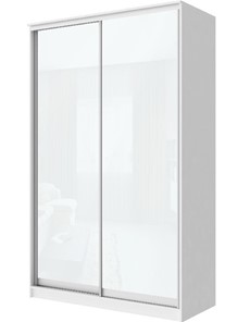 Шкаф 2-х створчатый Хит-22-4-12-22 с цветным стеклом, белое №10, Белый корпус в Сыктывкаре