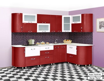 Модульная кухня Мыло 128 2700х1500, цвет Бордо/Белый металлик в Сыктывкаре