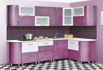 Угловой кухонный гарнитур Мыло 128 2700х1500, цвет Фиолет/Пастель фиолет в Сыктывкаре