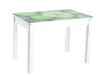 Кухонный раскладной стол Айсберг мини СТФ, белое лдсп/зеленые яблоки/40 прямые массив белые в Сыктывкаре