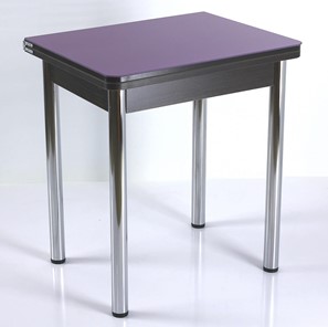 Кухонный пристенный стол СПА-02 СТ2, венге ЛДСП/стекло фиолетовый/39 прямые трубки хром в Сыктывкаре
