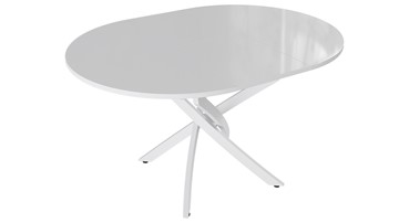 Кухонный раскладной стол Diamond тип 3 (Белый муар/Белый глянец) в Сыктывкаре - предосмотр 1
