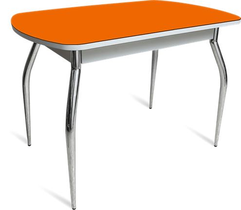 Стол обеденный ПГ-04 СТ белое/оранжевое/хром фигурные в Сыктывкаре - изображение