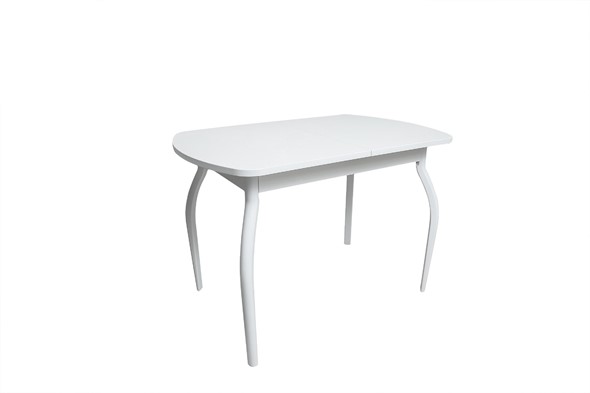 Кухонный раскладной стол ПГ-02СТ белое/белое/крашенные фигурные в Сыктывкаре - изображение